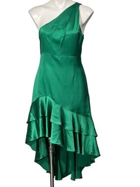 Cinq à Sept JADE One Shoulder dress sz 10 Colina Asymmetric Silk *small flaw*